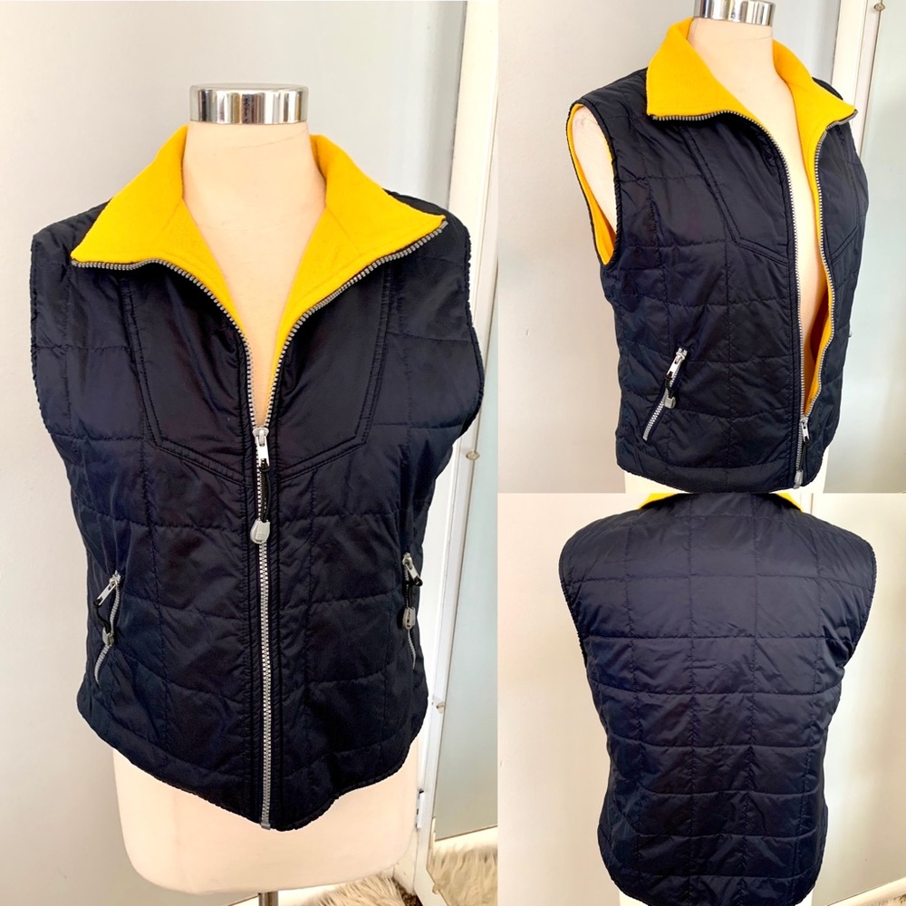 Vintage Y2K quilted Vest Carolina Coulors Size M Navy Gold Gorpcore Women’s